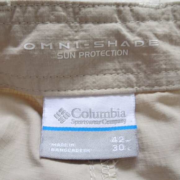 Columbia Men's PFG Convertible Pants 42x30 Omni-Shade Tan Performance Fishing - Picture 12 of 12